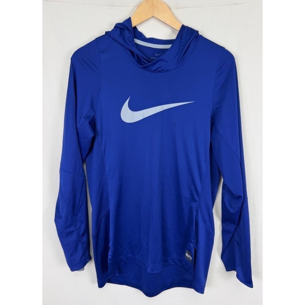 Nike Elite Dri-FIT Men's Royal Blue Long Sleeve Hooded Training‎ Shirt Small